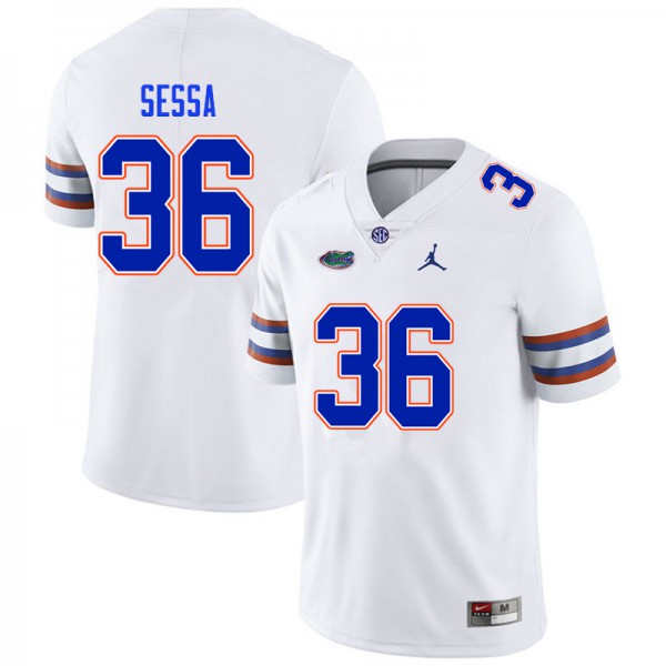 Men #36 Zack Sessa Florida Gators College Football Jersey White